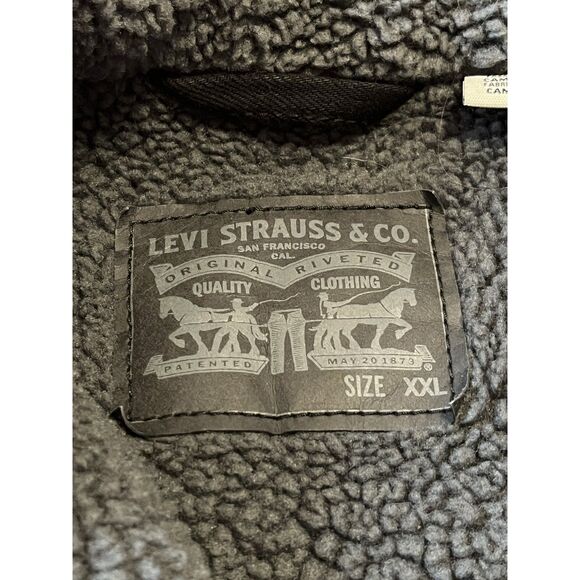 🔥 LEVI’S Black Sherpa Denim Trucker Jacket Duvall Chore 16365-0054 Sz XXL 🔥 - Picture 4 of 12